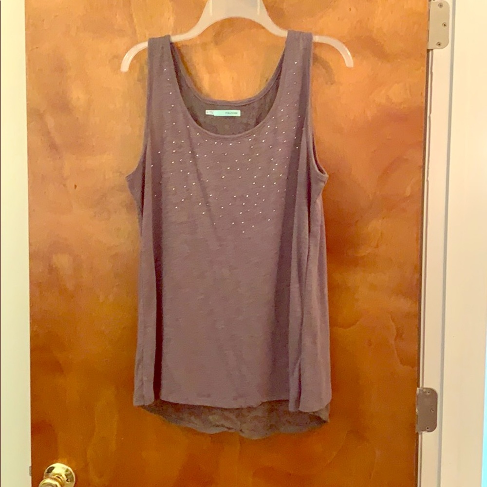 MAURICES Gray tank w/rhinestones & peekaboo back